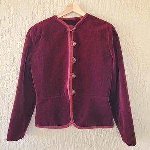 Vintage European Velvet Jacket Women's UK Size 14 - Deep Burgandy